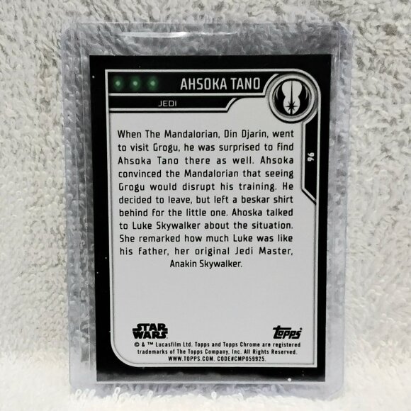 3/$25 Mint 2023.Topps Chrome Ashoka Tano Black Parallel Star Wars Card 94!! - Picture 2 of 2